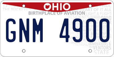 OH license plate GNM4900