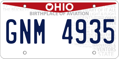 OH license plate GNM4935