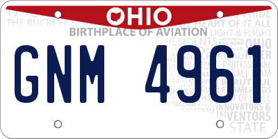 OH license plate GNM4961
