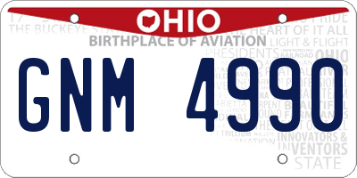 OH license plate GNM4990