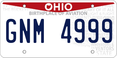 OH license plate GNM4999