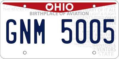 OH license plate GNM5005