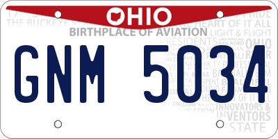 OH license plate GNM5034