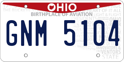 OH license plate GNM5104