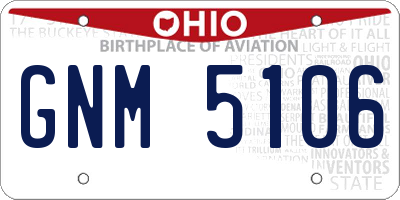 OH license plate GNM5106
