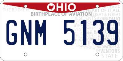 OH license plate GNM5139