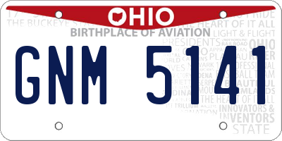 OH license plate GNM5141