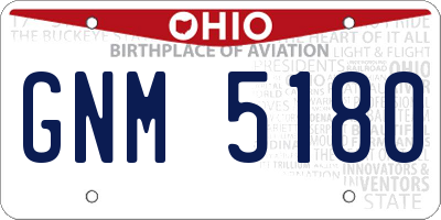 OH license plate GNM5180