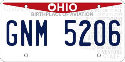 OH license plate GNM5206