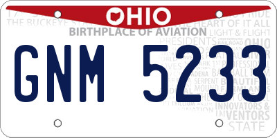 OH license plate GNM5233