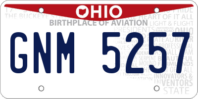 OH license plate GNM5257