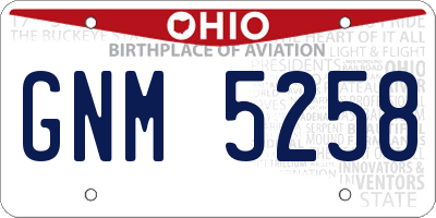 OH license plate GNM5258