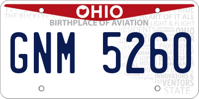 OH license plate GNM5260