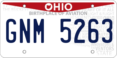 OH license plate GNM5263