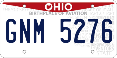 OH license plate GNM5276