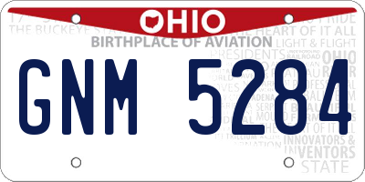OH license plate GNM5284
