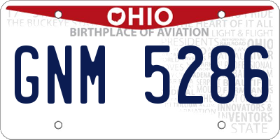 OH license plate GNM5286