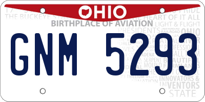 OH license plate GNM5293