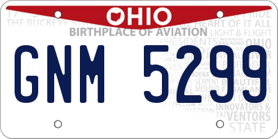 OH license plate GNM5299