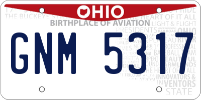 OH license plate GNM5317
