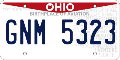 OH license plate GNM5323
