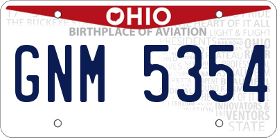 OH license plate GNM5354