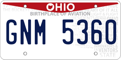 OH license plate GNM5360