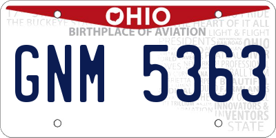 OH license plate GNM5363