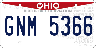 OH license plate GNM5366