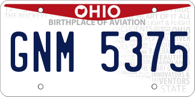 OH license plate GNM5375
