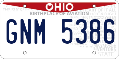 OH license plate GNM5386