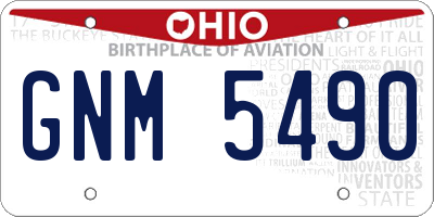 OH license plate GNM5490