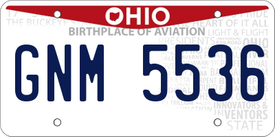 OH license plate GNM5536