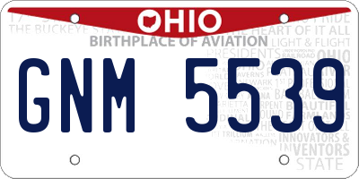 OH license plate GNM5539