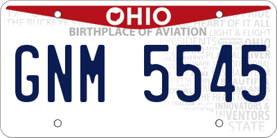 OH license plate GNM5545