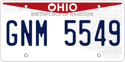OH license plate GNM5549