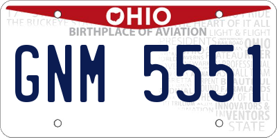 OH license plate GNM5551