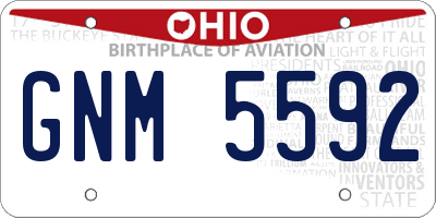 OH license plate GNM5592