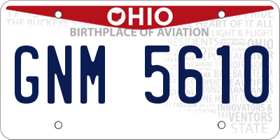 OH license plate GNM5610