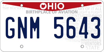 OH license plate GNM5643