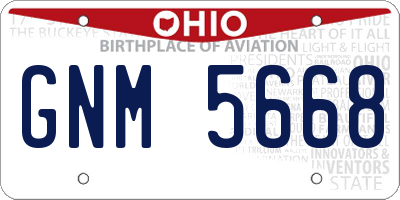 OH license plate GNM5668