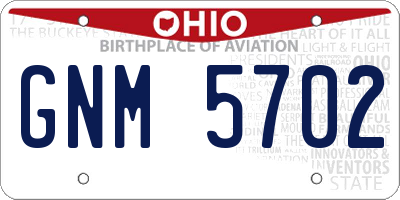OH license plate GNM5702