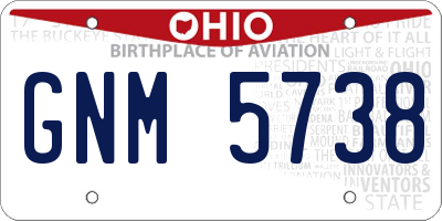 OH license plate GNM5738