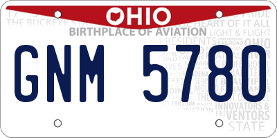 OH license plate GNM5780