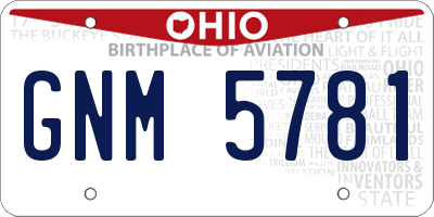 OH license plate GNM5781