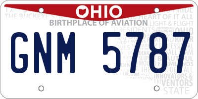 OH license plate GNM5787