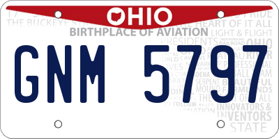OH license plate GNM5797