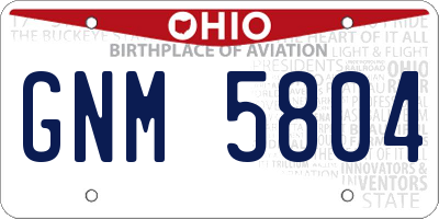 OH license plate GNM5804