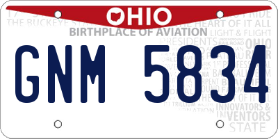 OH license plate GNM5834