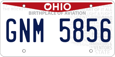 OH license plate GNM5856